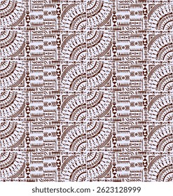 Tribal vector ornament. Seamless African pattern. Ethnic carpet with circle, wave. Aztec style. Geometric mosaic on the tile, majolica. Ancient interior. Modern rug. Geo print on textile. Kente Cloth.