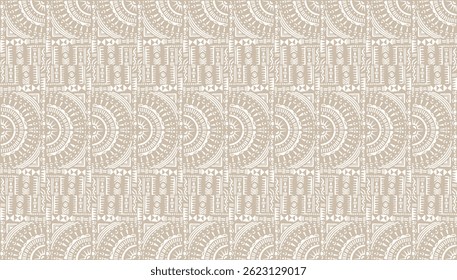 Tribal vector ornament. Seamless African pattern. Ethnic carpet with circle, wave. Aztec style. Geometric mosaic on the tile, majolica. Ancient interior. Modern rug. Geo print on textile. Kente Cloth.