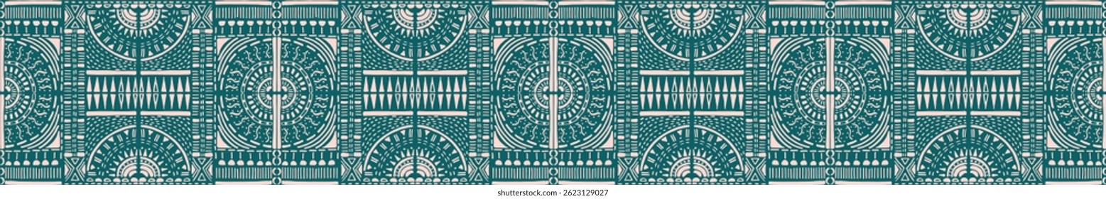 Tribal vector ornament. Seamless African pattern. Ethnic carpet with chevrons. Aztec style. Geometric mosaic on the tile, majolica. Ancient interior. Modern rug. Geo print on textile. Kente Cloth.