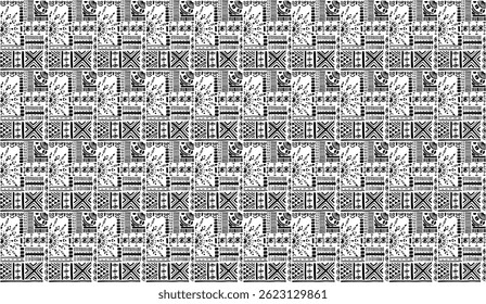 Tribal vector ornament. Seamless African pattern. Ethnic carpet with chevrons. Aztec style. Geometric mosaic on the tile, majolica. Ancient interior. Modern rug. Geo print on textile. Kente Cloth.