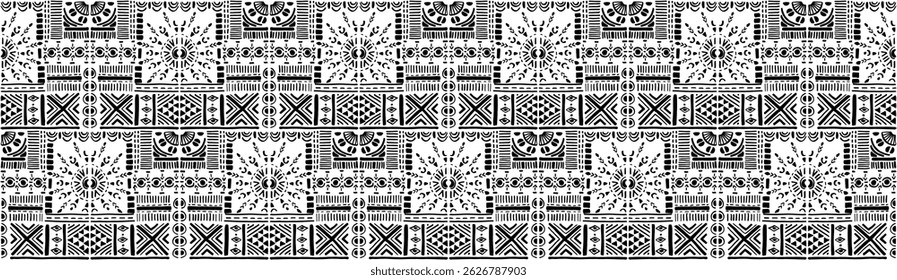Tribal vector ornament. Seamless African pattern. Ethnic carpet with chevrons. Aztec style. Geometric mosaic on the tile, majolica. Ancient interior. Modern rug. Geo print on textile. Kente Cloth.