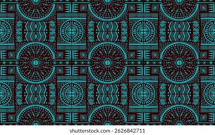 Tribal vector ornament. Seamless African pattern. Ethnic carpet with chevrons. Aztec style. Geometric mosaic on the tile, majolica. Ancient interior. Modern rug. Geo print on textile. Kente Cloth.