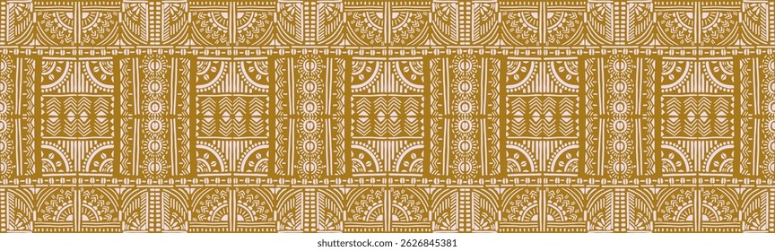 Tribal vector ornament. Seamless African pattern. Ethnic carpet with chevrons. Aztec style. Geometric mosaic on the tile, majolica. Ancient interior. Modern rug. Geo print on textile. Kente Cloth.