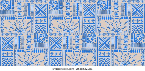 Tribal vector ornament. Seamless African pattern. Ethnic carpet with chevrons. Aztec style. Geometric mosaic on the tile, majolica. Ancient interior. Modern rug. Geo print on textile. Kente Cloth.