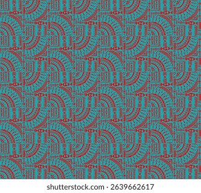 Tribal vector ornament. Seamless African pattern. Ethnic carpet with chevrons. Aztec style. Geometric mosaic on the tile, majolica. Ancient interior. Modern rug. Geo print on textile. Kente Cloth.