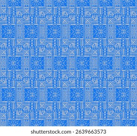 Tribal vector ornament. Seamless African pattern. Ethnic carpet with chevrons. Aztec style. Geometric mosaic on the tile, majolica. Ancient interior. Modern rug. Geo print on textile. Kente Cloth.