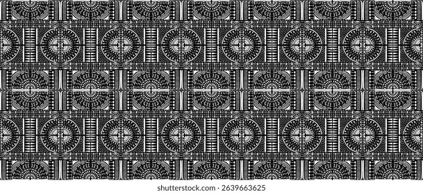 Tribal vector ornament. Seamless African pattern. Ethnic carpet with chevrons. Aztec style. Geometric mosaic on the tile, majolica. Ancient interior. Modern rug. Geo print on textile. Kente Cloth.