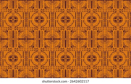 Tribal vector ornament. Seamless African pattern. Ethnic carpet with chevrons. Aztec style. Geometric mosaic on the tile, majolica. Ancient interior. Modern rug. Geo print on textile. Kente Cloth.