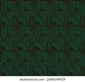 Tribal vector ornament. Seamless African pattern. Ethnic carpet with chevrons. Aztec style. Geometric mosaic on the tile, majolica. Ancient interior. Modern rug. Geo print on textile. Kente Cloth.