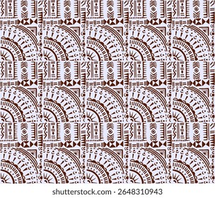Tribal vector ornament. Seamless African pattern. Ethnic carpet with chevrons. Aztec style. Geometric mosaic on the tile, majolica. Ancient interior. Modern rug. Geo print on textile. Kente Cloth.