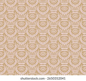 Tribal vector ornament. Seamless African pattern. Ethnic carpet with chevrons. Aztec style. Geometric mosaic on the tile, majolica. Ancient interior. Modern rug. Geo print on textile. Kente Cloth.