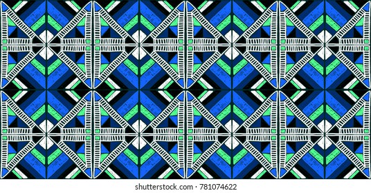 Tribal vector ornament. Seamless African pattern. Ethnic carpet with chevrons and triangles. Aztec style. Geometric mosaic with triangles on the tile. Ancient interior. Modern rug. Geo print