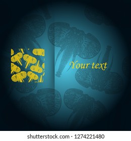Tribal vector pattern with elephant. Ethnic indian background. Vintage retro color. Hand drawn illustration. Wallpaper, cloth design, fabric, paper, textile, cotton