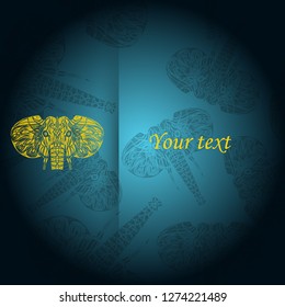 Tribal vector pattern with elephant. Ethnic indian background. Vintage retro color. Hand drawn illustration. Wallpaper, cloth design, fabric, paper, textile, cotton