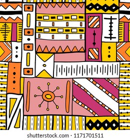 Tribal vector pattern - traditional indigenous African style textile design.