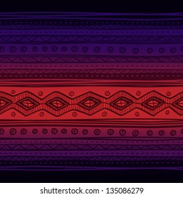 Tribal vector seamless fabric pattern. Hand drawn abstract background.