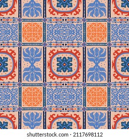 Tribal vector seamless Navajo pattern. Hand drawn abstract background.