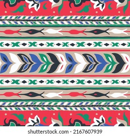 Vector tribal sin fisuras patrón Navajo. Fondo abstracto de mano dibujado. Patrón ucraniano patrón ucraniano adorno de damasco geométrico. Frontera Ikat. Patrón folk sin foco al estilo azteca. indio