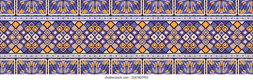 Tribal vector seamless Navajo pattern. Hand drawn abstract background.Ukrainian pattern Ukrainian pattern Geometric damascus ornament. Ikat border. Seamless folk pattern in Aztec style. Indian