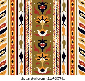 Tribal vector seamless Navajo pattern. Hand drawn abstract background.Ukrainian pattern Ukrainian pattern Geometric damascus ornament. Ikat border. Seamless folk pattern in Aztec style. Indian