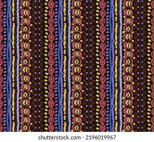 Tribal vector seamless Navajo pattern. Hand drawn abstract background. Geometric damascus ornament. Ikat border. Ethnic embroidery with leaves and monograms. Tribal vector texture. Seamless folk patte