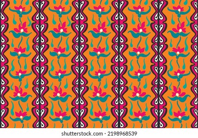 Tribal vector seamless Navajo pattern. Hand drawn abstract background. Geometric damascus ornament. Ikat border. Ethnic embroidery with leaves and monograms. Tribal vector texture. Seamless folk patte