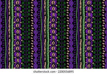 Tribal vector seamless Navajo pattern. Hand drawn abstract background. Geometric damascus ornament. Ikat border. Ethnic embroidery with leaves and monograms. Tribal vector texture. Seamless folk patte