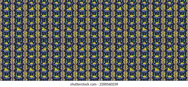 Tribal vector seamless Navajo pattern. Hand drawn abstract background. Geometric damascus ornament. Ikat border. Ethnic embroidery with leaves and monograms. Tribal vector texture. Seamless folk patte