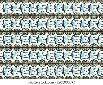 Tribal vector seamless Navajo pattern. Hand drawn abstract background. Geometric damascus ornament. Ikat border. Ethnic embroidery with leaves and monograms. Tribal vector texture. Seamless folk patte