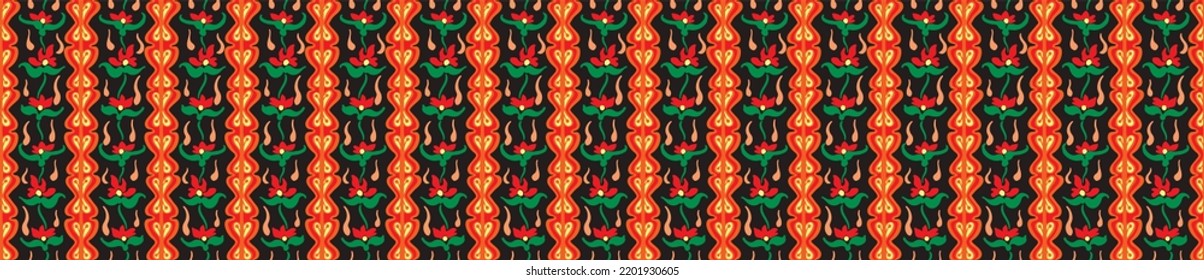 Vector tribal sin fisuras patrón Navajo. Trajo mano de fondo abstracto. Ornamento de damasco geométrico. Frontera Ikat. bordado étnico con hojas y monogramas. Textura vectorial tribal. Patata de folclore sin mar