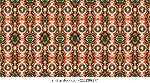 Tribal vector seamless Navajo pattern. Hand drawn abstract background. Geometric damascus ornament. Ikat border. Ethnic embroidery with leaves and monograms. Tribal vector texture. Seamless folk patte