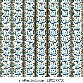 Tribal vector seamless Navajo pattern. Hand drawn abstract background. Geometric damascus ornament. Ikat border. Ethnic embroidery with leaves and monograms. Tribal vector texture. Seamless folk patte