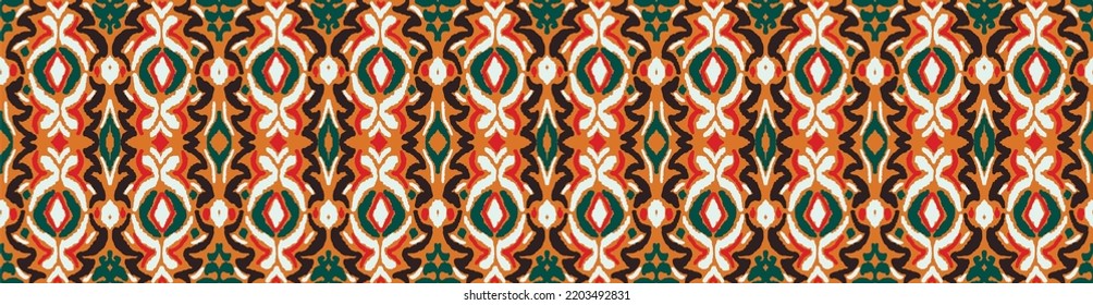 Tribal vector seamless Navajo pattern. Hand drawn abstract background. Geometric damascus ornament. Ikat border. Ethnic embroidery with leaves and monograms. Tribal vector texture. Seamless folk patte