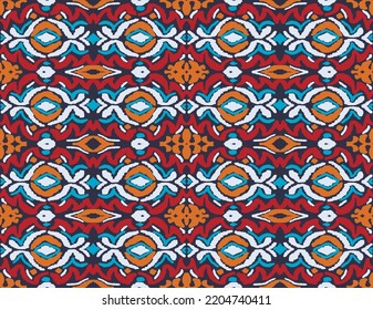 Tribal vector seamless Navajo pattern. Hand drawn abstract background. Geometric damascus ornament. Ikat border. Ethnic embroidery with leaves and monograms. Tribal vector texture. Seamless folk patte