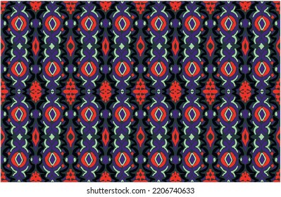 Tribal vector seamless Navajo pattern. Hand drawn abstract background. Geometric damascus ornament. Ikat border. Ethnic embroidery with leaves and monograms. Tribal vector texture. Seamless folk patte