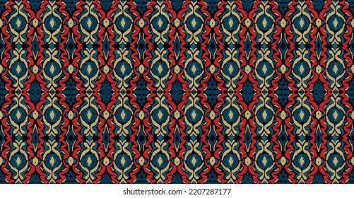 Tribal vector seamless Navajo pattern. Hand drawn abstract background. Geometric damascus ornament. Ikat border. Ethnic embroidery with leaves and monograms. Tribal vector texture. Seamless folk patte