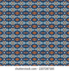 Tribal vector seamless Navajo pattern. Hand drawn abstract background. Geometric damascus ornament. Ikat border. Ethnic embroidery with leaves and monograms. Tribal vector texture. Seamless folk patte