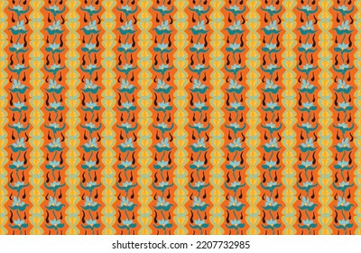 Vector tribal sin fisuras patrón Navajo. Trajo mano de fondo abstracto. Ornamento de damasco geométrico. Frontera Ikat. bordado étnico con hojas y monogramas. Textura vectorial tribal. Patata de folclore sin mar