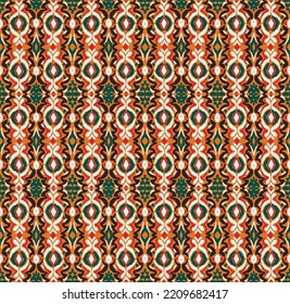 Tribal vector seamless Navajo pattern. Hand drawn abstract background. Geometric damascus ornament. Ikat border. Ethnic embroidery with leaves and monograms. Tribal vector texture. Seamless folk patte