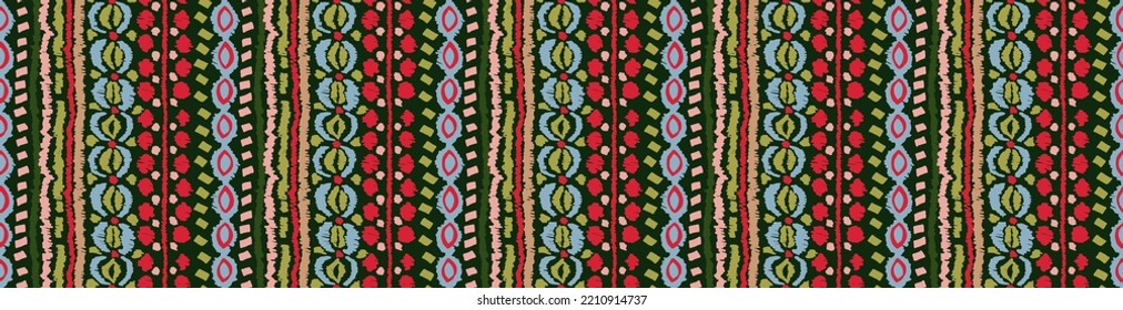 Tribal vector seamless Navajo pattern. Hand drawn abstract background. Geometric damascus ornament. Ikat border. Ethnic embroidery with leaves and monograms. Tribal vector texture. Seamless folk patte