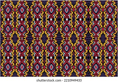 Vector tribal sin fisuras patrón Navajo. Trajo mano de fondo abstracto. Ornamento de damasco geométrico. Frontera Ikat. bordado étnico con hojas y monogramas. Textura vectorial tribal. Patata de folclore sin mar