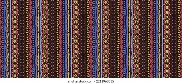 Tribal vector seamless Navajo pattern. Hand drawn abstract background. Geometric damascus ornament. Ikat border. Ethnic embroidery with leaves and monograms. Tribal vector texture. Seamless folk patte
