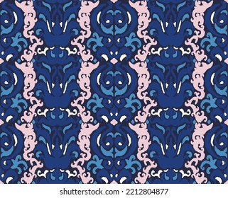 Tribal vector seamless Navajo pattern. Hand drawn abstract background. Geometric damascus ornament. Ikat border. Ethnic embroidery with leaves and monograms. Tribal vector texture. Seamless folk patte