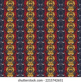 Tribal vector seamless Navajo pattern. Hand drawn abstract background. Geometric damascus ornament. Ikat border. Ethnic embroidery with leaves and monograms. Tribal vector texture. Seamless folk patte