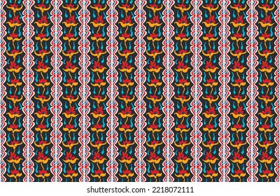 Tribal vector seamless Navajo pattern. Hand drawn abstract background. Geometric damascus ornament. Ikat border. Ethnic embroidery with leaves and monograms. Tribal vector texture. Seamless folk patte