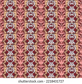 Tribal vector seamless Navajo pattern. Hand drawn abstract background. Geometric damascus ornament. Ikat border. Ethnic embroidery with leaves and monograms. Tribal vector texture. Seamless folk patte