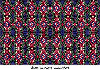 Tribal vector seamless Navajo pattern. Hand drawn abstract background. Geometric damascus ornament. Ikat border. Ethnic embroidery with leaves and monograms. Tribal vector texture. Seamless folk patte
