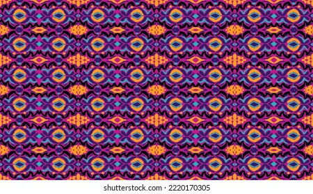 Tribal vector seamless Navajo pattern. Hand drawn abstract background. Geometric damascus ornament. Ikat border. Ethnic embroidery with leaves and monograms. Tribal vector texture. Seamless folk patte