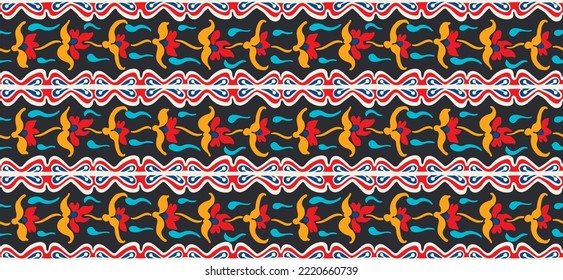 Tribal vector seamless Navajo pattern. Hand drawn abstract background. Geometric damascus ornament. Ikat border. Ethnic embroidery with leaves and monograms. Tribal vector texture. Seamless folk patte