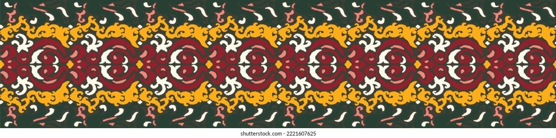 Tribal vector seamless Navajo pattern. Hand drawn abstract background. Geometric damascus ornament. Ikat border. Ethnic embroidery with leaves and monograms. Tribal vector texture. Seamless folk patte